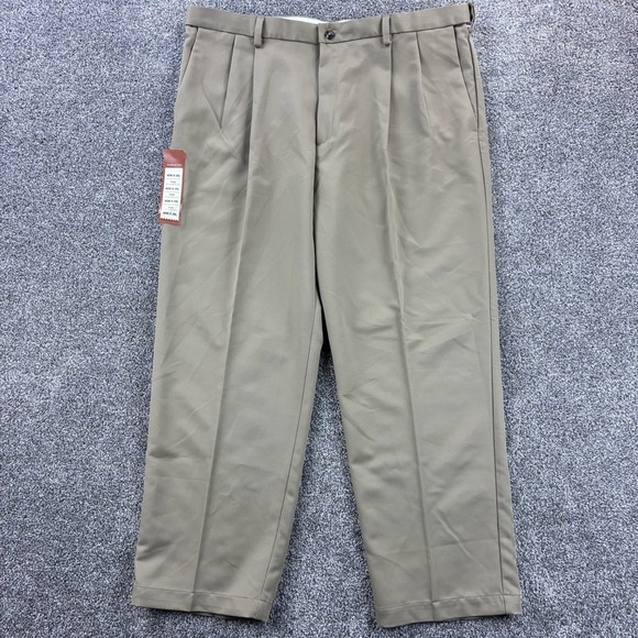 Haggar Other - NWT‎ Haggar Cool 18 Performance Khaki Pants Mens 40x29 Beige Classic Fit Pleated